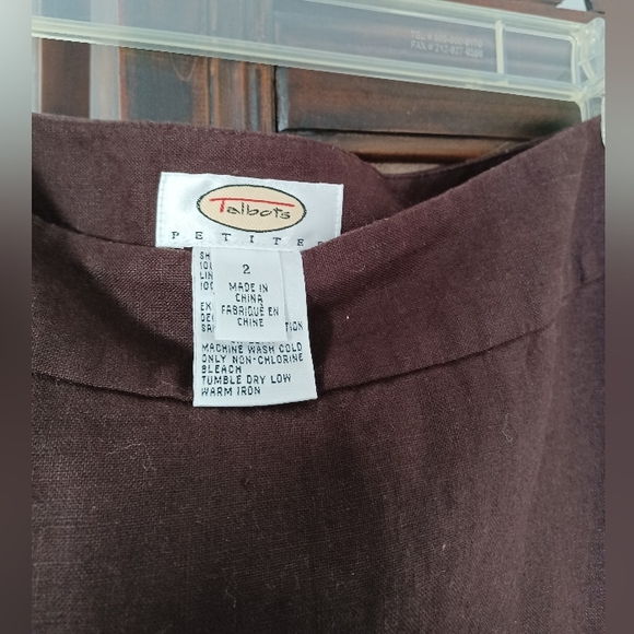 Talbots brown linen skirt. Size 2. Lined. - Picture 3 of 4